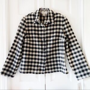 NWT Evan Picone Womens Black Pearl Check Wool Blend Winter Office Jacket Size 8